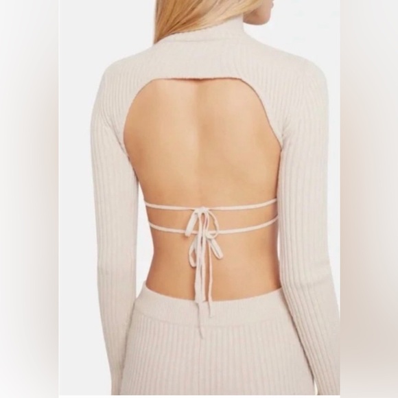 Danielle Guizio cropped open back ribbed sweater - Picture 3 of 5